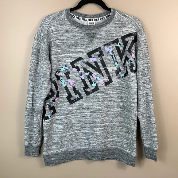 PINK Victoria’s Secret gray logo sweatshirt xs - Picture 1 of 5